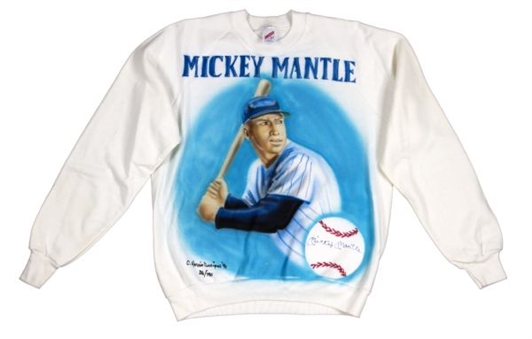 Mickey Mantle Signed Original Painted Sweatshirt